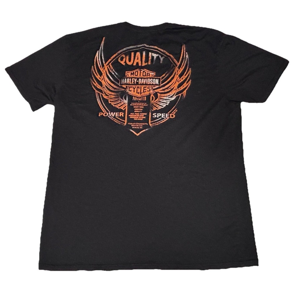 Harley-Davidson Quality Power Speed T-Shirt Black XL Wings Logo Graphic Tee